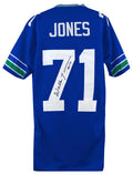 Walter Jones Signed Blue Throwback Custom Football Jersey w/HOF'14 - JONJRY310 - Walter Jones Signed Blue Throwback Custom Football Jersey w/HOF'14 product image