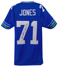 Walter Jones Signed Blue Throwback Custom Football Jersey w/NFL 100 - JONJRY311 - Walter Jones Signed Blue Throwback Custom Football Jersey w/NFL 100 product image