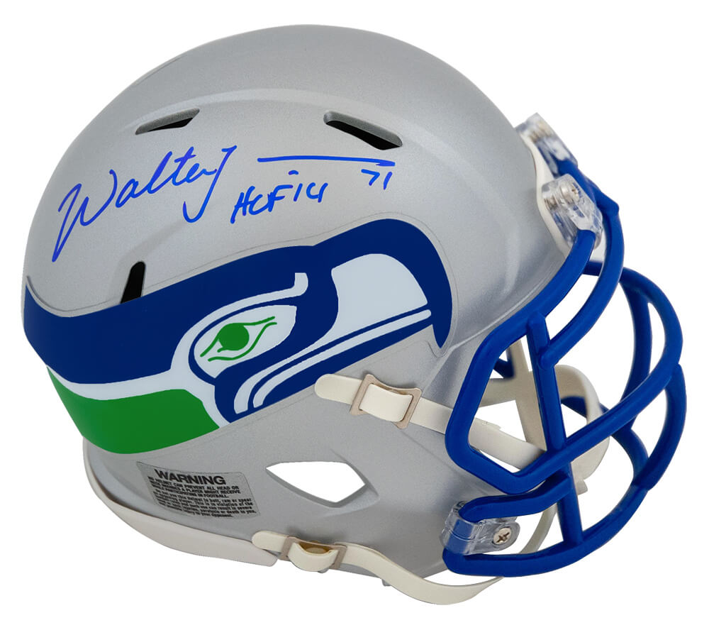 Walter Jones Signed Seattle Seahawks 90's Style Throwback Riddell Speed Mini Helmet w/HOF'14 - JONMIN316 - Walter Jones Signed Seattle Seahawks 90's Style Throwback Riddell Speed Mini Helmet w/HOF'14 product image
