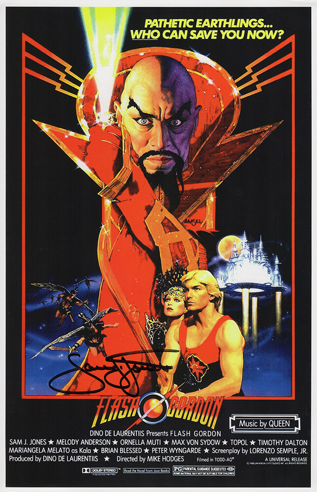 Sam J. Jones Signed Flash Gordon 11x17 Movie Poster - (In Black) - JONPST512 - Sam J. Jones Signed Flash Gordon 11x17 Movie Poster - (In Black) product image