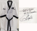 Roy Jones Jr Signed Everlast White Full Length Boxing Robe w/90's Fighter of the Decade - JONROB501 - Roy Jones Jr Signed Everlast White Full Length Boxing Robe w/90's Fighter of the Decade product image