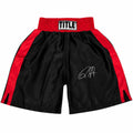 Roy Jones Jr. Signed Title Black With Red Trim Boxing Trunks - JONTRU506 - Roy Jones Jr. Signed Title Black With Red Trim Boxing Trunks product image