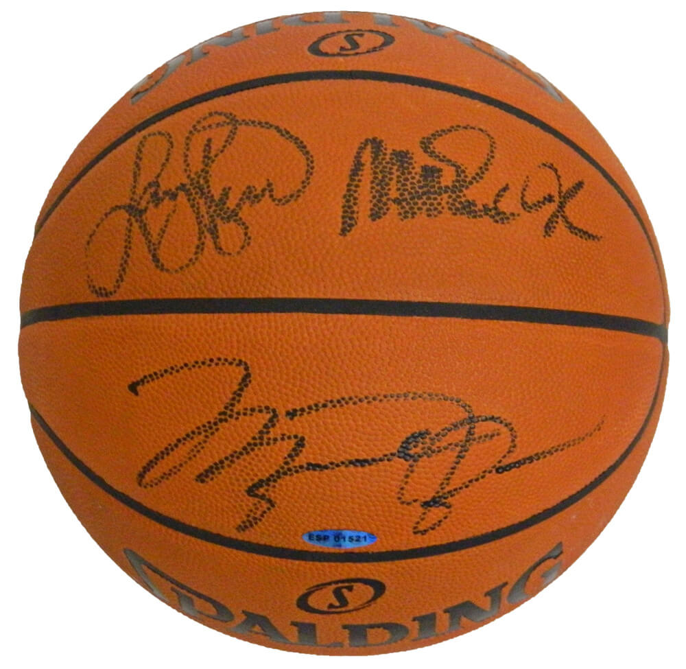 Michael Jordan, Larry Bird & Magic Johnson Signed  Official Leather Basketball - JORBSK202 - Michael Jordan, Larry Bird & Magic Johnson Signed Official Leather Basketball product image