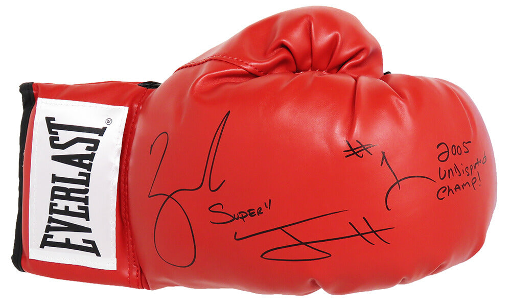 Zab Judah Signed Everlast Red Boxing Glove w/Super, 2005 Undisputed Champ - JUDGLV502 - Zab Judah Signed Everlast Red Boxing Glove w/Super, 2005 Undisputed Champ product image