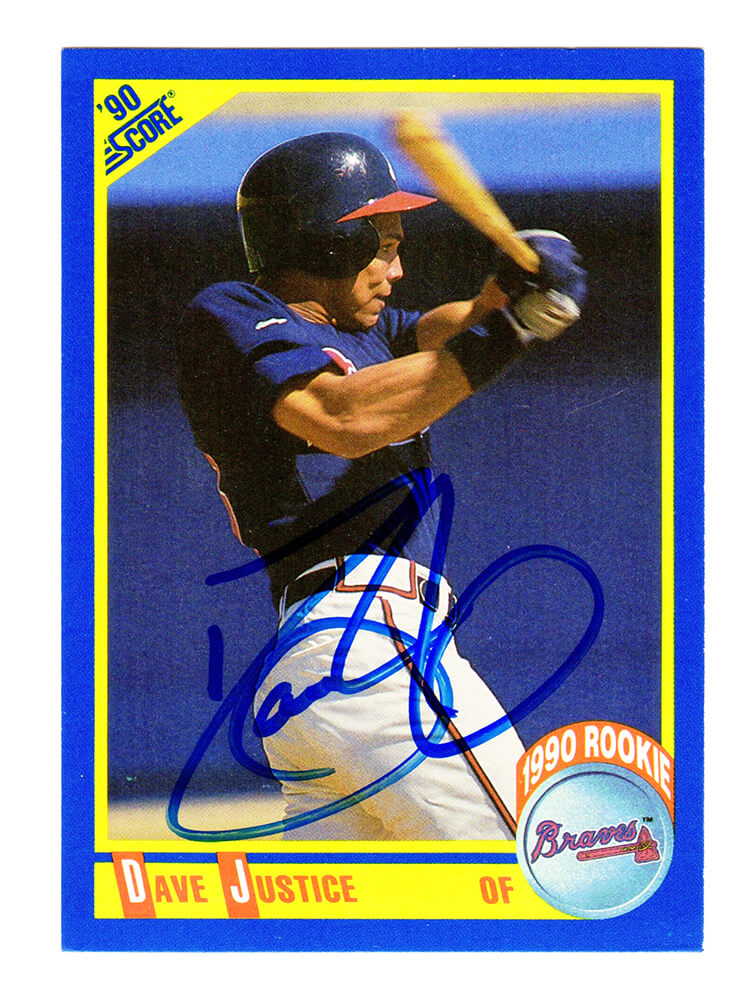 Dave Justice Signed Atlanta Braves 1990 Score Baseball Rookie Card #650 - JUSCAR101 - Dave Justice Signed Atlanta Braves 1990 Score Baseball Rookie Card #650 product image