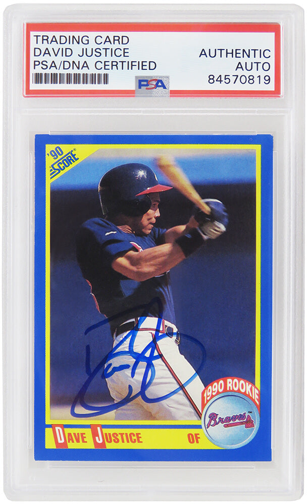 Dave Justice Signed Atlanta Braves 1990 Score Baseball Rookie Card #650 - (PSA Encapsulated) - JUSCAR102 - Dave Justice Signed Atlanta Braves 1990 Score Baseball Rookie Card #650 - (PSA Encapsulated) product image