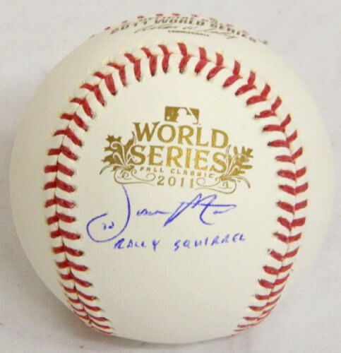 Jason Motte Signed Autographed 2011 World Series Baseball w/Rally Squirrel - MOTBSB103 - Jason Motte Signed Autographed 2011 World Series Baseball w/Rally Squirrel product image