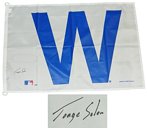Jorge Soler Signed Chicago Cubs 27x37 White W Flag - SOLFLG100 - Jorge Soler Signed Chicago Cubs 27x37 White W Flag product image