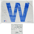 Justin Grimm Signed Chicago Cubs 27x37 White W Flag w/Grimm Reaper - GRIFLG100 - Justin Grimm Signed Chicago Cubs 27x37 White W Flag w/Grimm Reaper product image