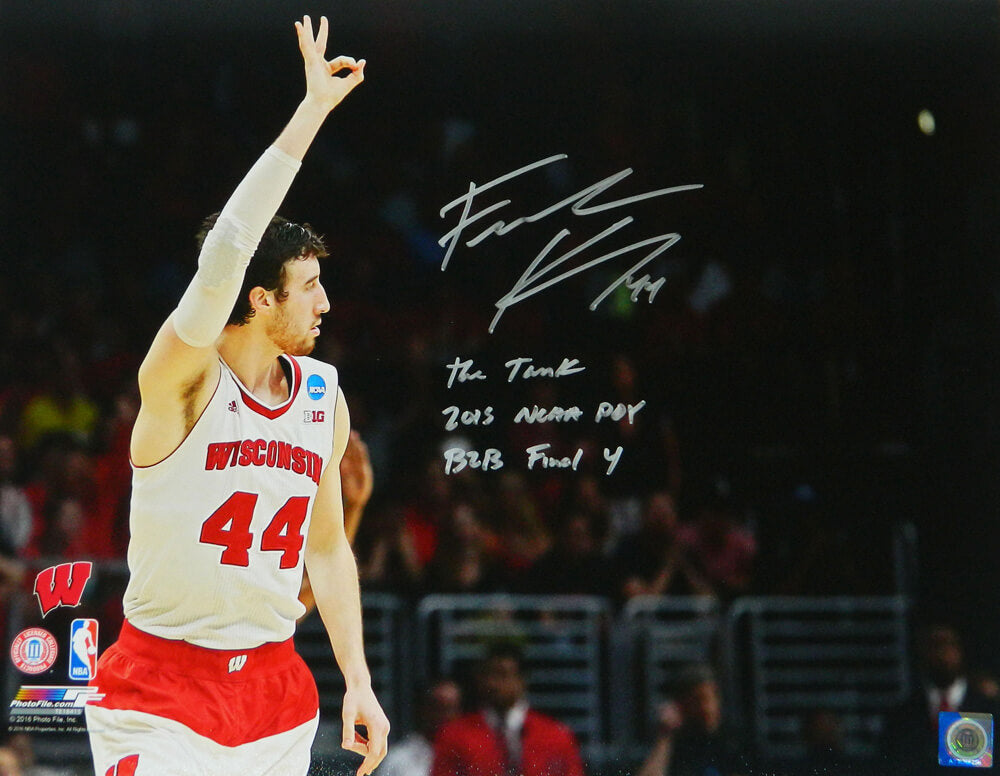 Frank Kaminsky Signed Wisconsin Badgers Three Fingers Raised 16x20 Photo w/The Tank, 2015 POY, B2B Final 4 - KAM16P226 - Frank Kaminsky Signed Wisconsin Badgers Three Fingers Raised 16x20 Photo w/The Tank, 2015 POY, B2B Final 4 product image