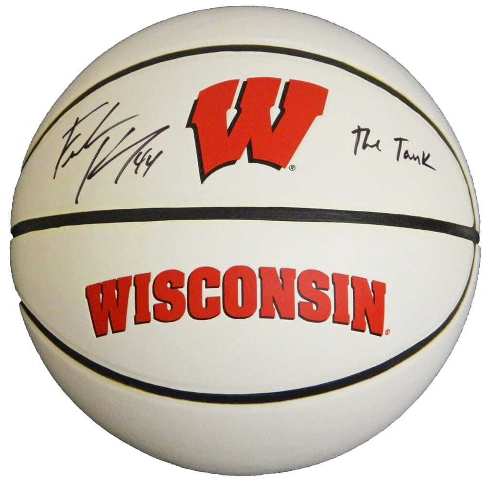 Frank Kaminsky Signed Wisconsin Badgers Baden White Logo Basketball w/The Tank - KAMBSK212 - Frank Kaminsky Signed Wisconsin Badgers Baden White Logo Basketball w/The Tank product image