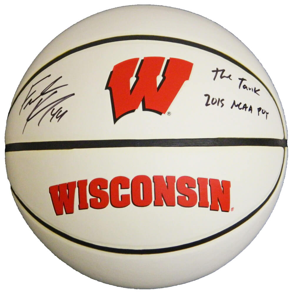 Frank Kaminsky Signed Wisconsin Badgers Baden White Logo Basketball w/The Tank, 2015 POY - KAMBSK214 - Frank Kaminsky Signed Wisconsin Badgers Baden White Logo Basketball w/The Tank, 2015 POY product image