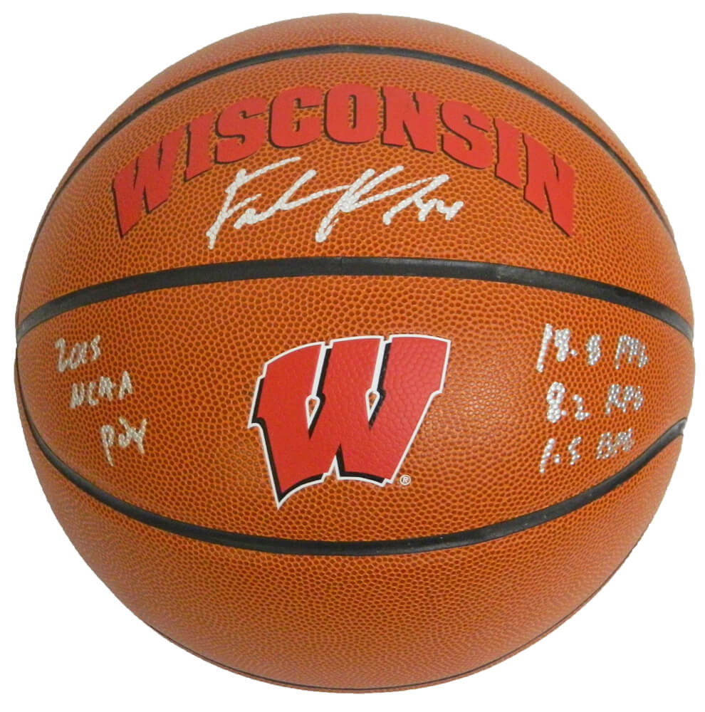 Frank Kaminsky Signed Wisconsin Badgers Rawlings Brown Logo Basketball w/2015 POY Stats - KAMBSK215 - Frank Kaminsky Signed Wisconsin Badgers Rawlings Brown Logo Basketball w/2015 POY Stats product image