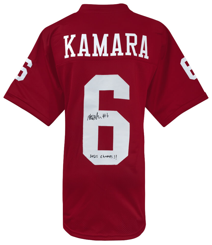 Mikail Kamara Signed Red Custom College Football Jersey w/2025 Champs - KAMJRY301 - Mikail Kamara Signed Red Custom College Football Jersey w/2025 Champs product image
