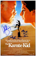 Ralph Macchio, William Zabka & Martin Kove Cast Signed The Karate Kid 11x17 Movie Poster w/Johnny, Sensei - KARPST501 - Ralph Macchio, William Zabka & Martin Kove Cast Signed The Karate Kid 11x17 Movie Poster w/Johnny, Sensei product image