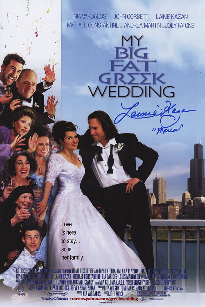 Lainie Kazan Signed My Big Fat Greek Wedding 11x17 Movie Poster w/Maria - KAZPST500 - Lainie Kazan Signed My Big Fat Greek Wedding 11x17 Movie Poster w/Maria product image