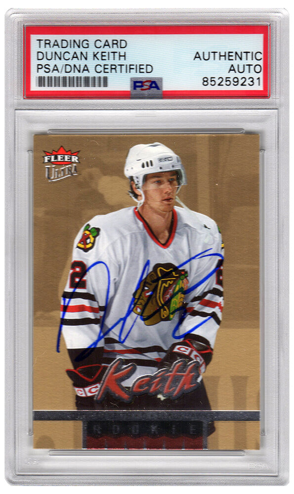Duncan Keith Signed Blackhawks 2006 Fleer Ultra Gold Medallion Hockey Rookie Card #211 - (PSA Encapsulated) - KEICAR403 - Duncan Keith Signed Blackhawks 2006 Fleer Ultra Gold Medallion Hockey Rookie Card #211 - (PSA Encapsulated) product image