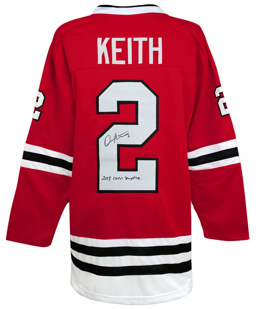 Duncan Keith Signed Red Custom Hockey Jersey w/2015 Conn Smythe - KEIJRY401 - Duncan Keith Signed Red Custom Hockey Jersey w/2015 Conn Smythe product image