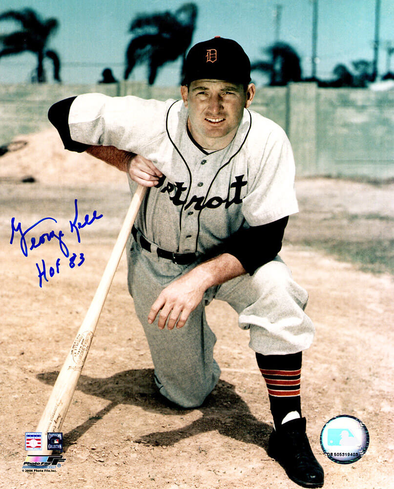 George Kell Signed Detroit Tigers Kneel Bat Pose 8x10 Photo w/HOF'83 - KEL08P110 - George Kell Signed Detroit Tigers Kneel Bat Pose 8x10 Photo w/HOF'83 product image