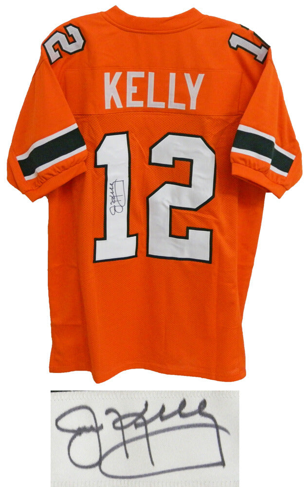 Jim Kelly Signed Orange Throwback Custom Jersey - KELJRY301 - Jim Kelly Signed Orange Throwback Custom Jersey product image