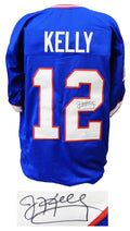 Jim Kelly Signed Blue T/B Custom Football Jersey (JSA) - KELJRY302 - Jim Kelly Signed Blue T/B Custom Football Jersey (JSA) product image