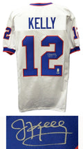 Jim Kelly Signed White Custom Football Jersey (Beckett) - KELJRY303 - Jim Kelly Signed White Custom Football Jersey (Beckett) product image