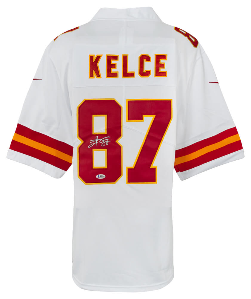 Travis Kelce Signed White Custom Jersey - (Beckett) - KELJRY314 - Travis Kelce Signed White Custom Jersey - (Beckett) product image