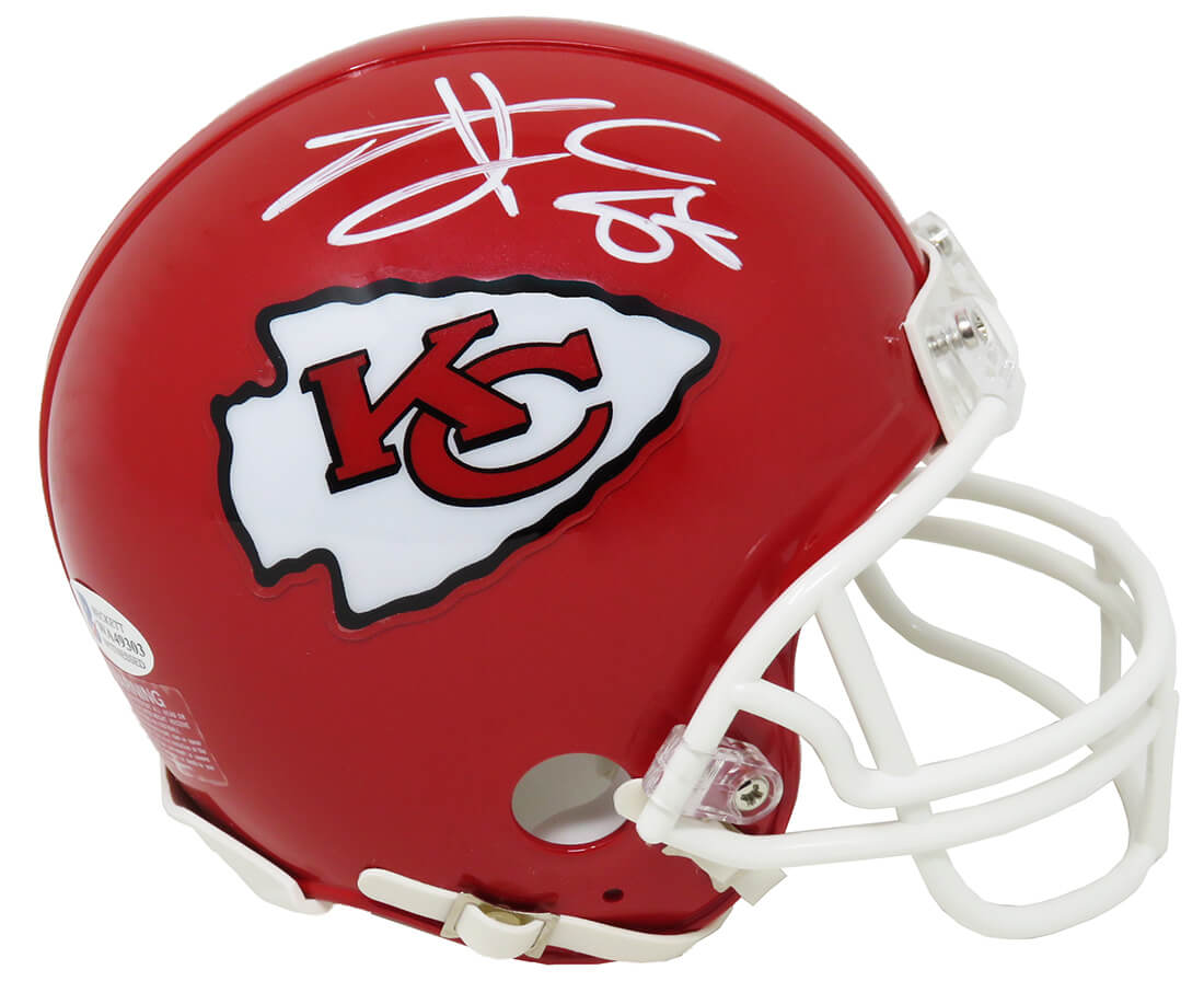 Travis Kelce Signed Kansas City Chiefs Riddell Mini Helmet (Beckett) - KELMIN311 - Travis Kelce Signed Kansas City Chiefs Riddell Mini Helmet (Beckett) product image