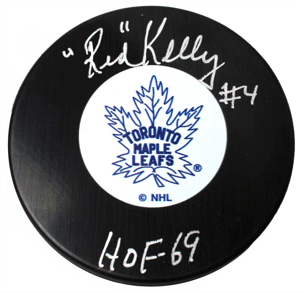 Red Kelly Signed Maple Leafs Logo Hockey Puck w/HOF'69 - KELPUC400 - Red Kelly Signed Maple Leafs Logo Hockey Puck w/HOF'69 product image