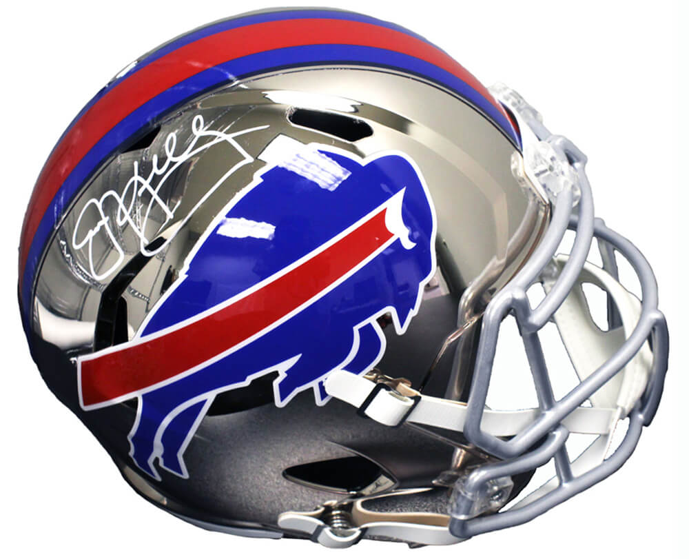 Jim Kelly Signed Buffalo Bills Chrome Ridell Full Size Replica Helmet - KELREP304 - Jim Kelly Signed Buffalo Bills Chrome Ridell Full Size Replica Helmet product image