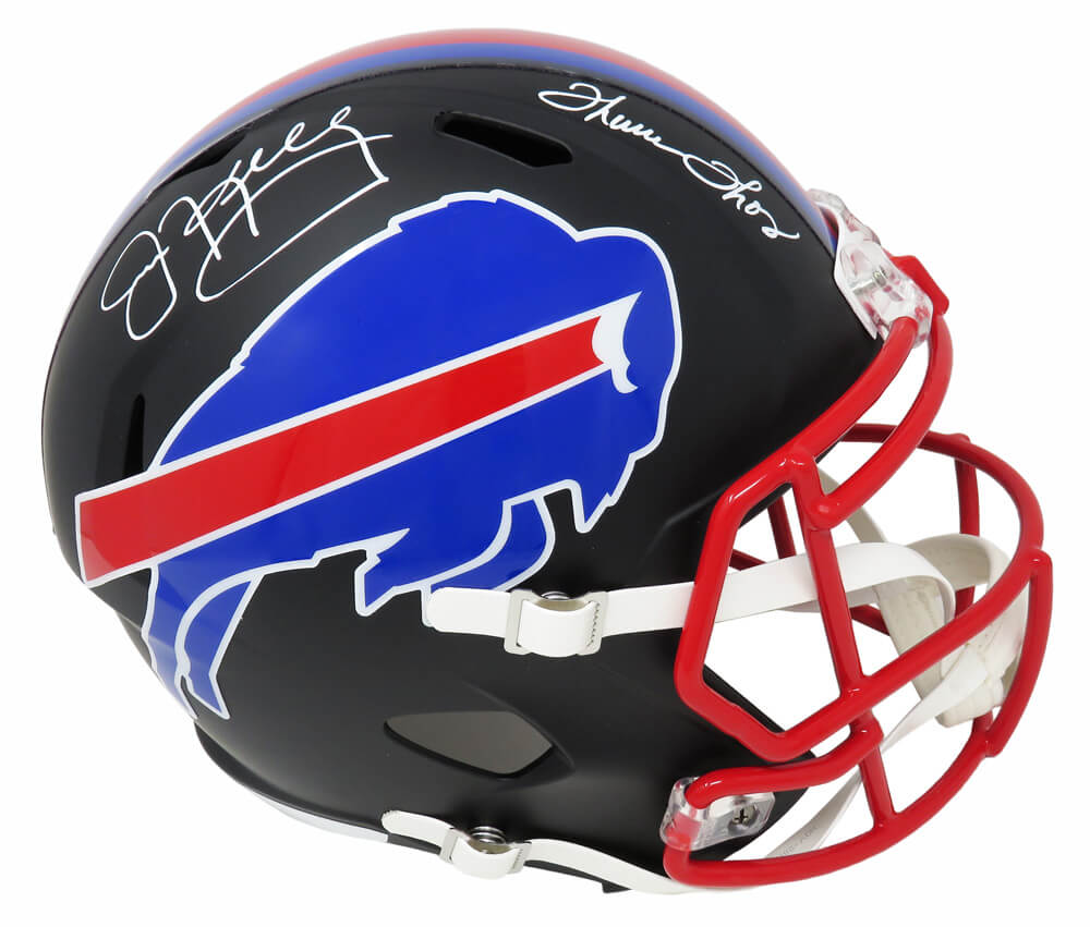 Jim Kelly & Thurman Thomas Signed Buffalo Bills Flat Black Matte Riddell Speed Full Size Replica Helmet - KELREP312 - Jim Kelly & Thurman Thomas Signed Buffalo Bills Flat Black Matte Riddell Speed Full Size Replica Helmet product image