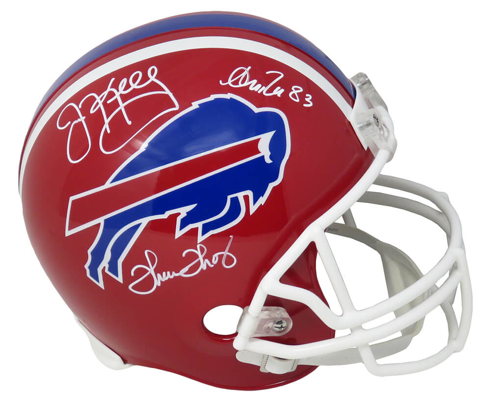 Jim Kelly,Thurman Thomas & Andre Reed Signed Buffalo Bills Throwback Riddell Full Size Replica Helmet - KELREP314 - Jim Kelly,Thurman Thomas & Andre Reed Signed Buffalo Bills Throwback Riddell Full Size Replica Helmet product image