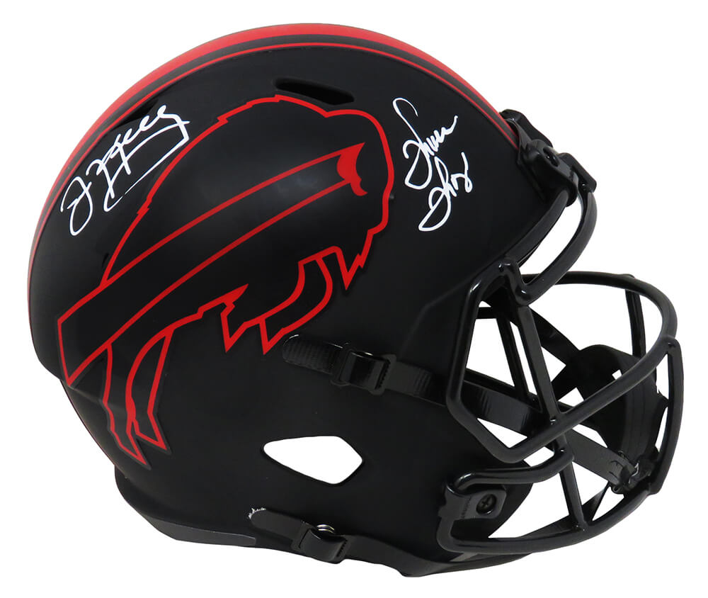 Jim Kelly & Thurman Thomas Signed Buffalo Bills Eclipse Black Matte Riddell Speed Full Size Replica Helmet - KELREP315 - Jim Kelly & Thurman Thomas Signed Buffalo Bills Eclipse Black Matte Riddell Speed Full Size Replica Helmet product image