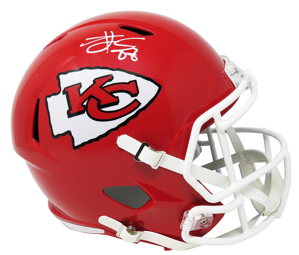 Travis Kelce Signed Kansas City Chiefs Riddell Full Size Speed Replica Helmet (Beckett) - KELREP333 - Travis Kelce Signed Kansas City Chiefs Riddell Full Size Speed Replica Helmet (Beckett) product image