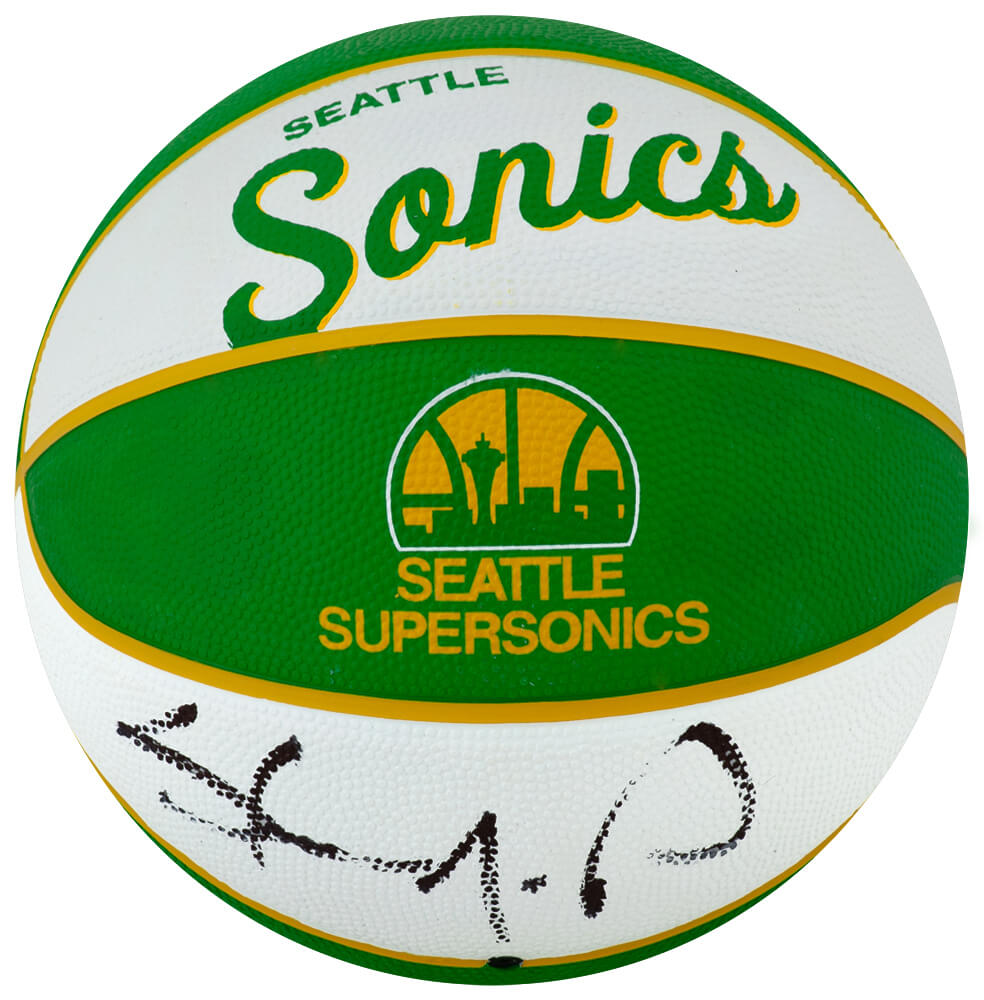 Shawn Kemp Signed Seattle Supersonics Wilson Retro NBA Mini Logo Basketball - KEMBSK208 - Shawn Kemp Signed Seattle Supersonics Wilson Retro NBA Mini Logo Basketball product image