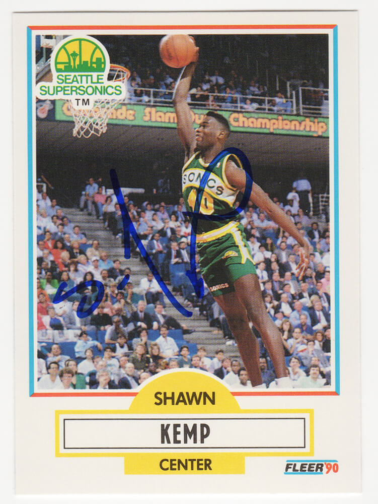 Shawn Kemp Signed Seattle Supersonics 1990 Fleer Rookie Basketball Trading Card #178 - KEMCAR200 - Shawn Kemp Signed Seattle Supersonics 1990 Fleer Rookie Basketball Trading Card #178 product image