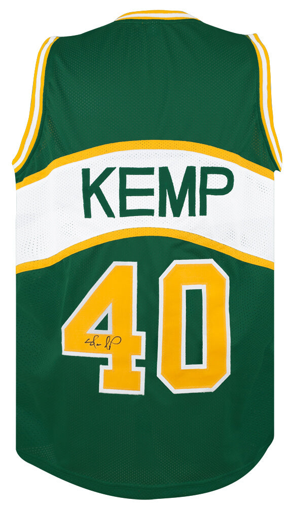 Shawn Kemp Signed Green T/B Custom Basketball Jersey - KEMJRY201 - Shawn Kemp Signed Green T/B Custom Basketball Jersey product image