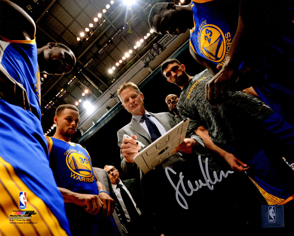Steve Kerr Signed Golden State Warriors Coaching Team Huddle 8x10 Photo - KER08P203 - Steve Kerr Signed Golden State Warriors Coaching Team Huddle 8x10 Photo product image