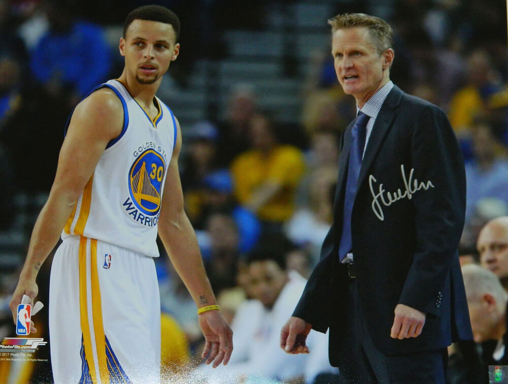 Steve Kerr Signed Golden State Warriors With Stephen Curry 16x20 Photo - KER16P205 - Steve Kerr Signed Golden State Warriors With Stephen Curry 16x20 Photo product image