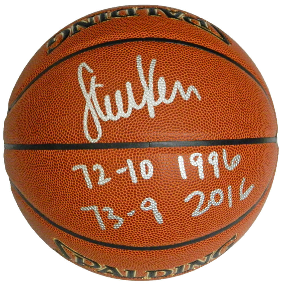 Steve Kerr Signed Spalding NBA Indoor/Outdoor Basketball w/72-10 1996, 73-9 2016 - KERBSK206 - Steve Kerr Signed Spalding NBA Indoor/Outdoor Basketball w/72-10 1996, 73-9 2016 product image