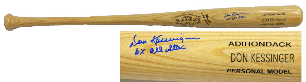 Don Kessinger Signed Name-Engraved Blonde Adirondack Bat w/6x All-Star - KESBAT100 - Don Kessinger Signed Name-Engraved Blonde Adirondack Bat w/6x All-Star product image