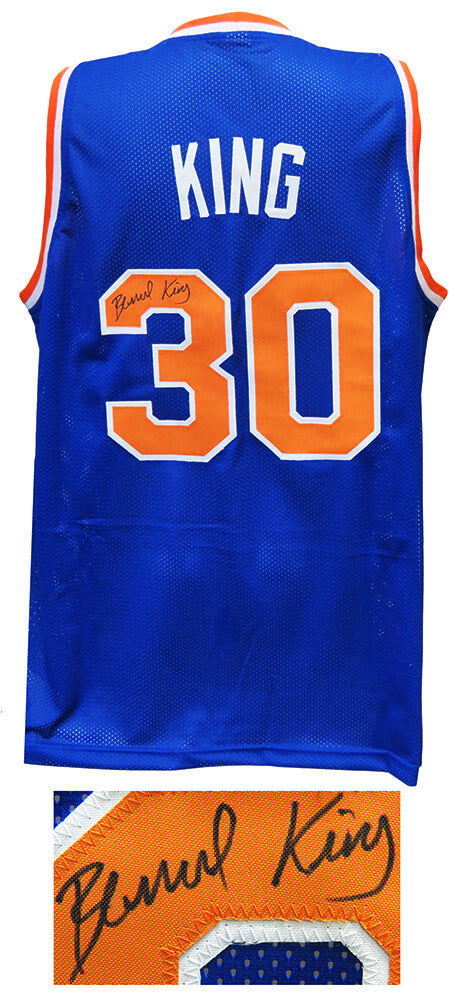 Bernard King Signed Blue Throwback Custom Basketball Jersey - KINJRY200 - Bernard King Signed Blue Throwback Custom Basketball Jersey product image