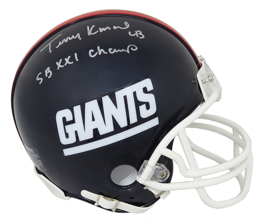 Terry Kinard Signed New York Giants Throwback Riddell Mini Helmet w/SB XXI Champs - KINMIN301 - Terry Kinard Signed New York Giants Throwback Riddell Mini Helmet w/SB XXI Champs product image