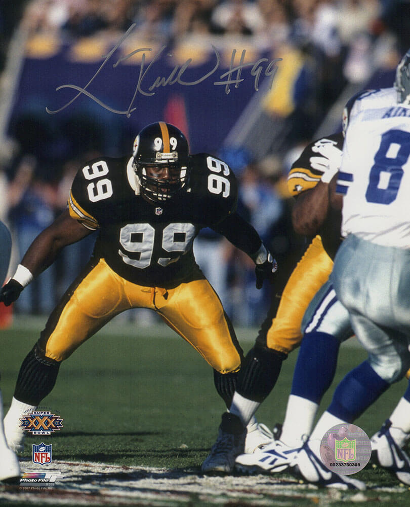 Levon Kirkland Signed Pittsburgh Steelers Super Bowl XXX Black Jersey Action 8x10 Photo - KIR08P303 - Levon Kirkland Signed Pittsburgh Steelers Super Bowl XXX Black Jersey Action 8x10 Photo product image