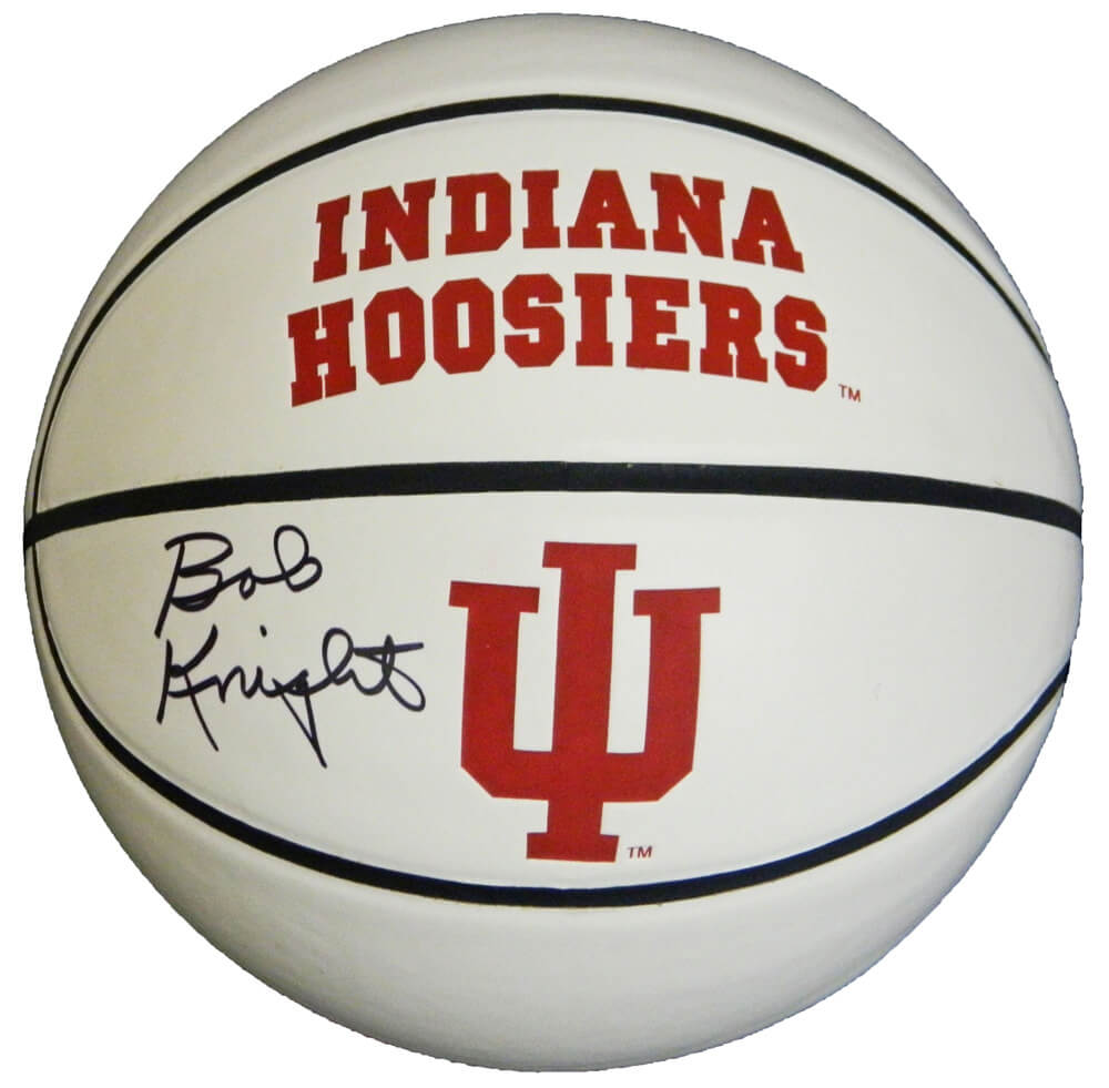 Bobby Knight Signed Indiana Hoosiers White College Logo Basketball - KNIBSK210 - Bobby Knight Signed Indiana Hoosiers White College Logo Basketball product image