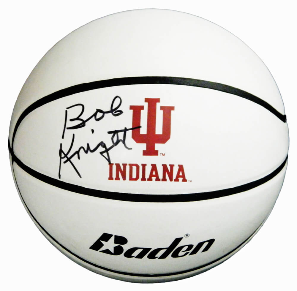 Bobby Knight Signed Indiana Hoosiers Baden White College Logo Basketball - KNIBSK212 - Bobby Knight Signed Indiana Hoosiers Baden White College Logo Basketball product image