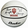 Bobby Knight Signed Indiana Hoosiers Baden White Logo Basketball w/76, 81, 87 Champs - KNIBSK213 - Bobby Knight Signed Indiana Hoosiers Baden White Logo Basketball w/76, 81, 87 Champs product image