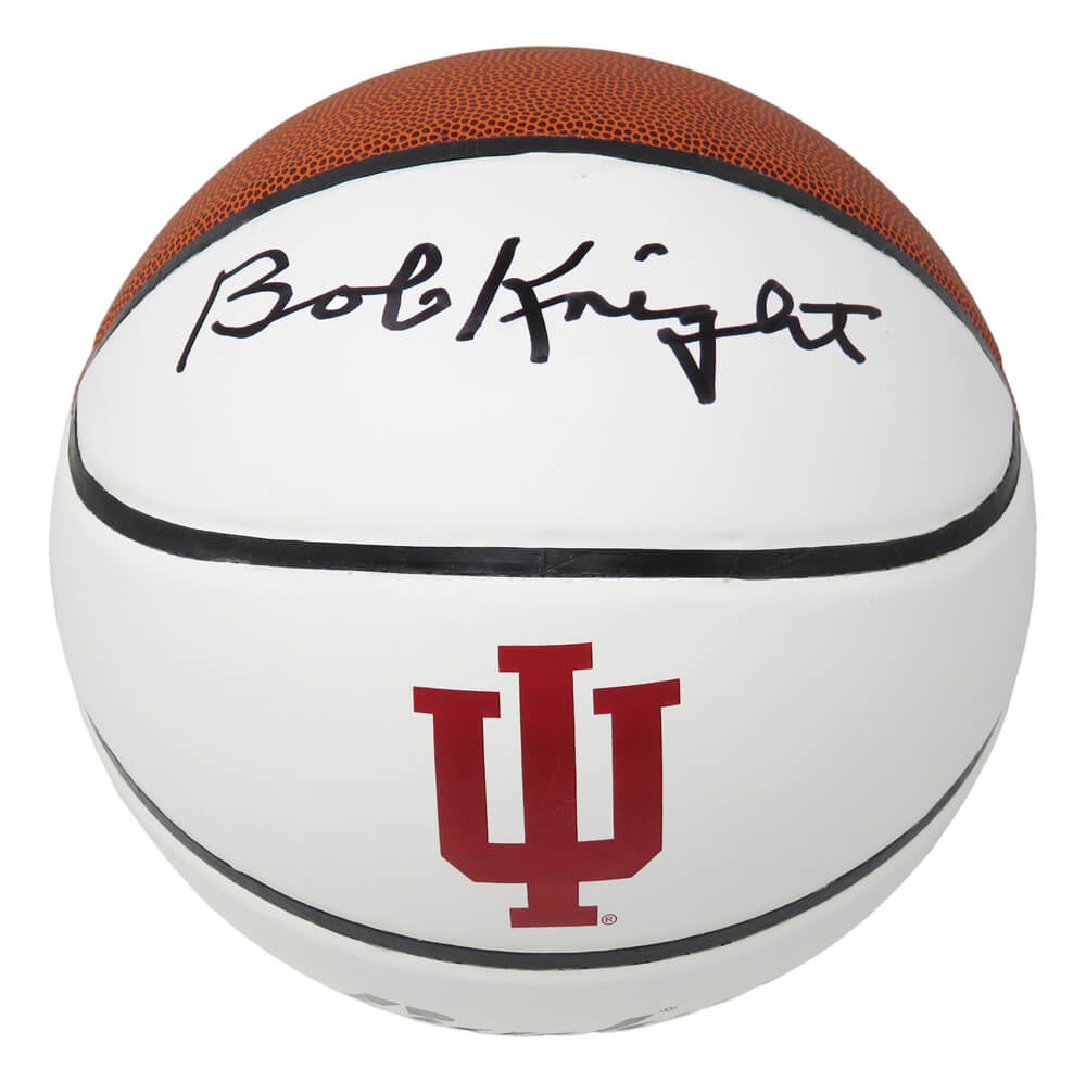 Bobby Knight Signed Indiana Hoosiers Baden White Logo Basketball - KNIBSK217 - Bobby Knight Signed Indiana Hoosiers Baden White Logo Basketball product image