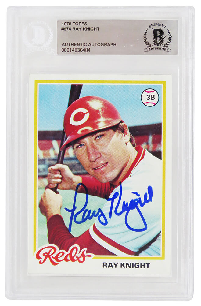 Ray Knight Signed Cincinnati Reds 1978 Topps Rookie Baseball Card #674 - (Beckett Encapsulated) - KNICAR101 - Ray Knight Signed Cincinnati Reds 1978 Topps Rookie Baseball Card #674 - (Beckett Encapsulated) product image