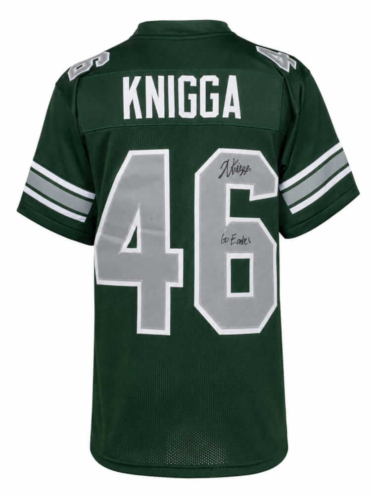 Noah Knigga Signed Green Custom College Football Jersey w/Go Eagles - KNIJRY301 - Noah Knigga Signed Green Custom College Football Jersey w/Go Eagles product image